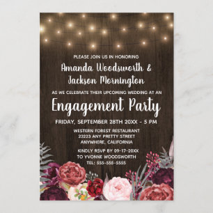 Rustic Peony Marsala Engagement Party Einladungen