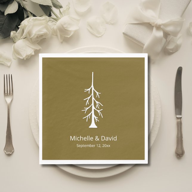 Rustic Pine Tree Woodland Casual Wedding Brown Serviette (Von Creator hochgeladen)