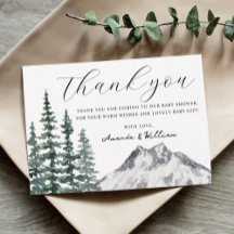 Rustic Pine Trees Baby Dusche Danke Karte