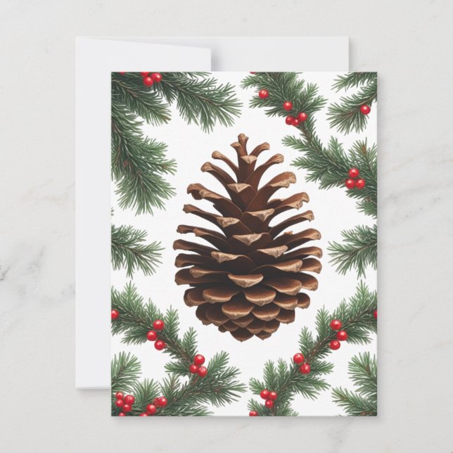 Rustic Pinecone Flatrate Holiday Card - Bauernhof  Feiertagskarte (Vorderseite)