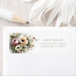 Rustic Pink and Orange Floral Return Address Label