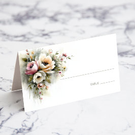 Rustic Pink and Orange Floral Wedding Place Card Platzkarte