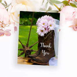 Rustic Pink Daisies Cowboy Boots Wedding Vielen Da Postkarte