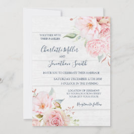 Rustic Pink Floral Spring Wedding Invitations Einladung