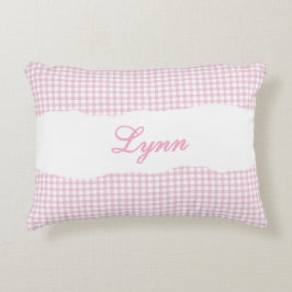 Rustic Pink Gingham Personalized Name Dekokissen