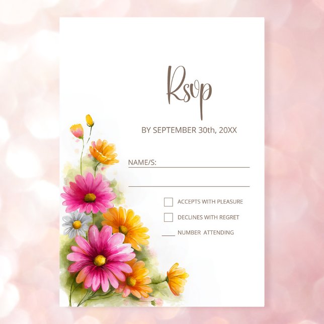Rustic Pink Orange Floral Wedding RSVP (Von Creator hochgeladen)