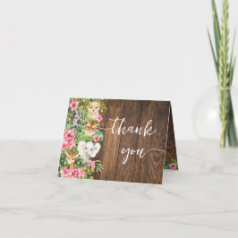 Rustic Pink Safari Shower Thank You Folded Card Dankeskarte
