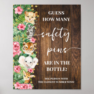 Rustic Pink Safari Wie viele Sicherheitsnadeln Sho Poster