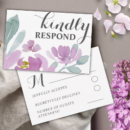 Rustic Pink Watercolor Floral Wedding RSVP Karte