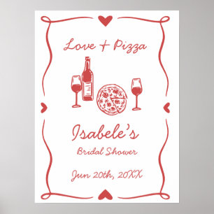 Rustic Pizza & Wein Brautparty Poster