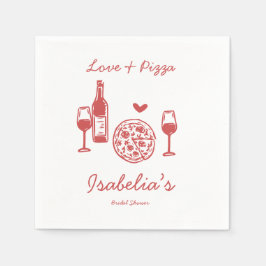 Rustic Pizza & Wine Bridal Shower Serviette