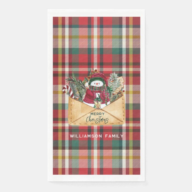 Rustic Plaid Christmas Custom Family Serviette (Vorderseite)