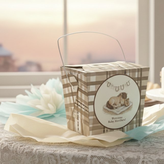 Rustic Plaid Little Cowboy Geschenkschachtel (Baby shower guest favor box)