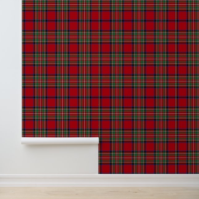 Rustic Plaid Red and Green Stewart Tartan Tapete (Anwendung)