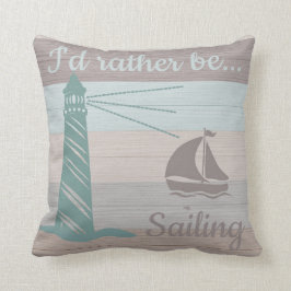 Rustic Planks Lighthouse Sailboat Compass Rose Kissen