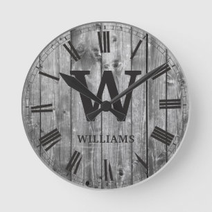 Rustic Planks Wood Custom Family Urbauernhaus Runde Wanduhr