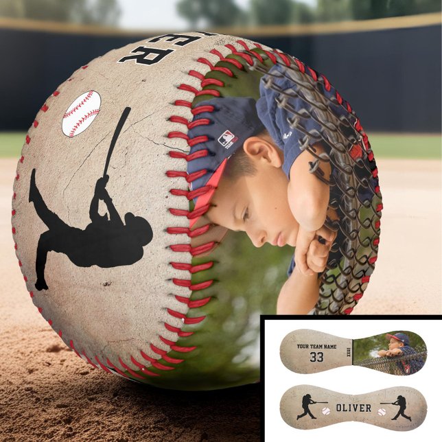 Rustic Player Silhouette Name Foto Baseball (Von Creator hochgeladen)