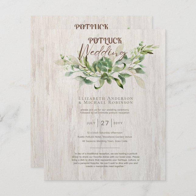 Rustic POTLUCK Wedding Template Guide (Vorne/Hinten)