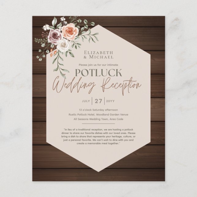 Rustic POTLUCK Wedding Template Guide Flyer (Vorne)