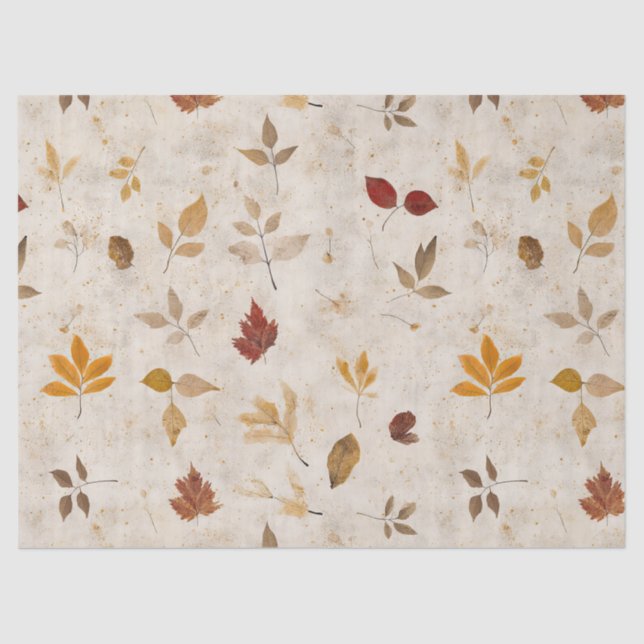Rustic Pressed Leaves Pattern –Autumn Botanical 10 Seidenpapier (Vorderseite)