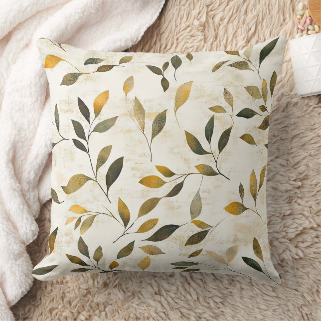 Rustic Pressed Leaves Pattern – Autumn Botanical 6 Kissen (Decke)