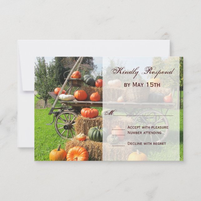 Rustic Pumpkin and Hay Country Wedding RSVP Cards (Vorderseite)