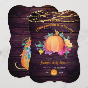 Rustic Pumpkin BABY SHOWY Watercolor FALL Modern Einladung