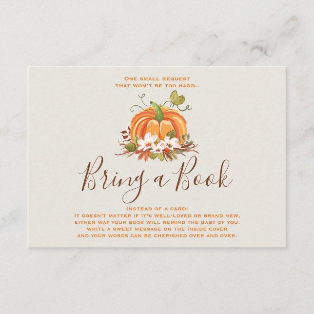 Rustic Pumpkin Bringen Sie ein Buch Herbst Herbst  Begleitkarte (Vorderseite)