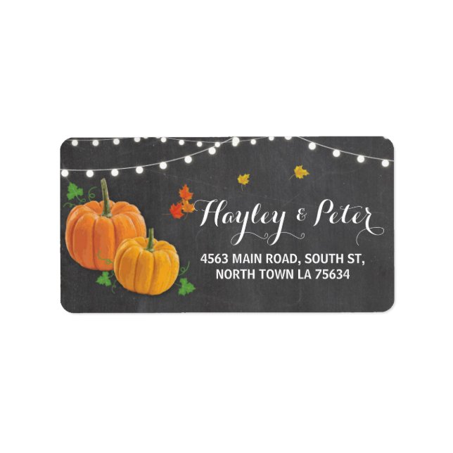 Rustic Pumpkin Chalk Lights Address Label Stickers Adressaufkleber (Vorne)