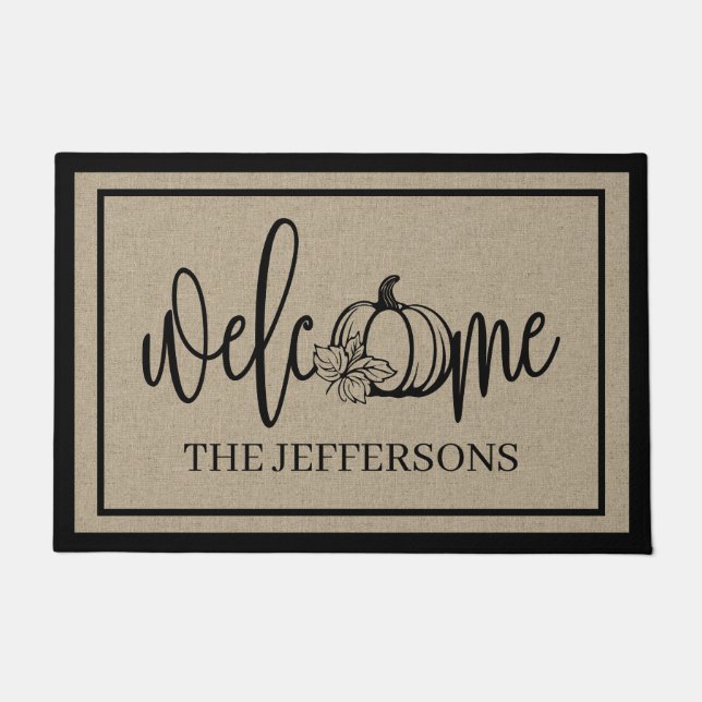 Rustic Pumpkin Charm Willkommen Fußmatte (Vorderseite)