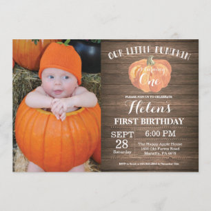 Rustic Pumpkin Erster Geburtstag Einladung