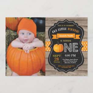Rustic Pumpkin Erster Geburtstag Einladung Orange