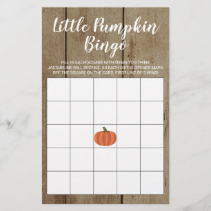 Rustic Pumpkin Fall Baby Duschgeschenk Bingo Card