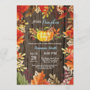 Rustic Pumpkin Fall Boy Baby Shower Einladung