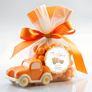 Rustic Pumpkin Fall Floral Baby Dusche Runder Aufkleber