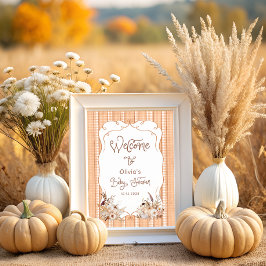 Rustic Pumpkin Fall Floral Baby Dusche Willkommen Poster