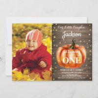 Rustic Pumpkin Fall Geburtstag Einladung Gold