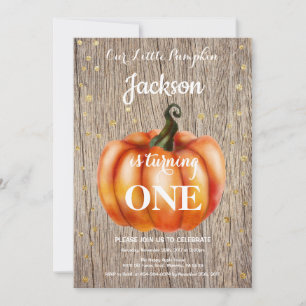 Rustic Pumpkin Fall Geburtstag Einladung Gold