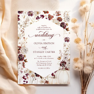 Rustic Pumpkin Fall Wildblume Hochzeit Einladung
