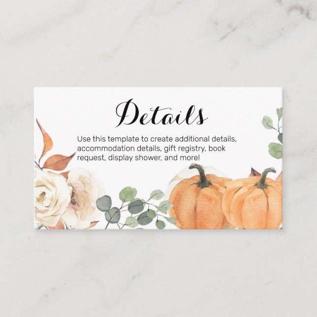 Rustic Pumpkin Floral Baby Shooting Card Begleitkarte (Vorderseite)