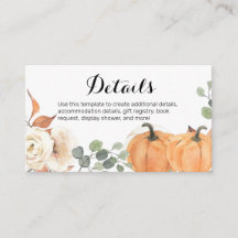 Rustic Pumpkin Floral Baby Shooting Card