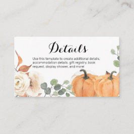 Rustic Pumpkin Floral Baby Shooting Card Begleitkarte