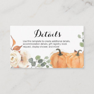 Rustic Pumpkin Floral Baby Shooting Card Begleitkarte