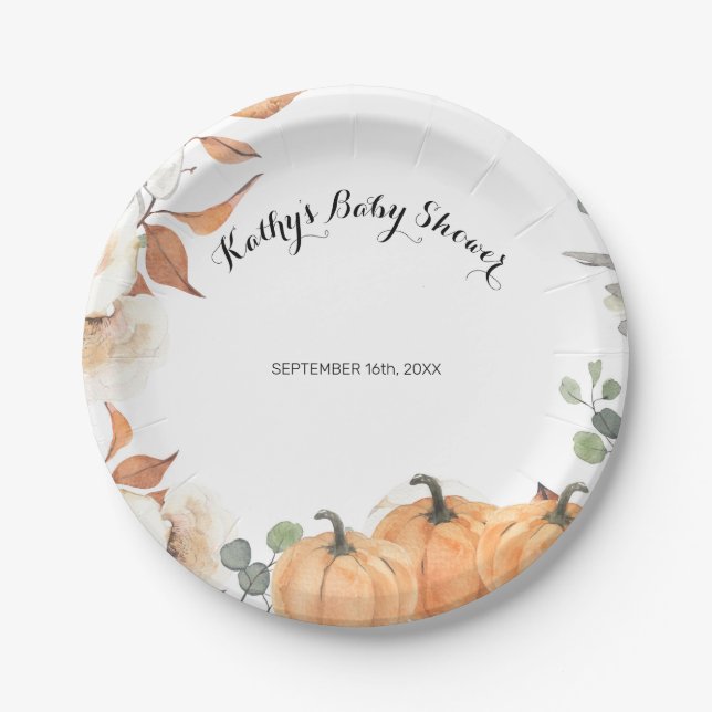 Rustic Pumpkin Floral Party Paper Teller (Vorderseite)