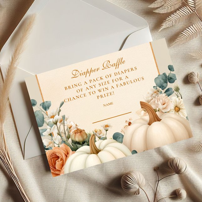 Rustic Pumpkin Floralm Diapper Raffle Begleitkarte (Von Creator hochgeladen)