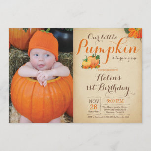 Rustic Pumpkin Geburtstag Einladung ersten Tag