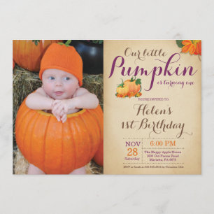 Rustic Pumpkin Geburtstag Einladung ersten Tag
