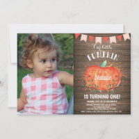 Rustic Pumpkin Geburtstag Einladung Pink