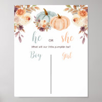 Rustic Pumpkin Gender Reveal Voting Board Poster