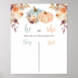 Rustic Pumpkin Gender Reveal Voting Board Poster